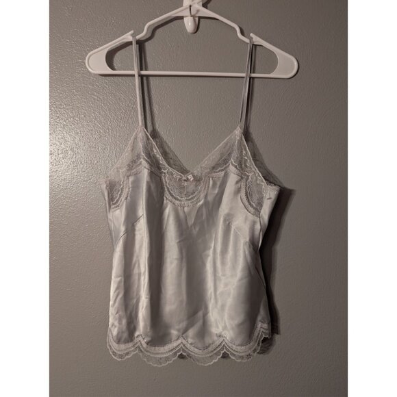 Vintage Maidenform Antique Satin Camisole Top 36 Medium White Lace Trim ILGWU - Picture 1 of 4
